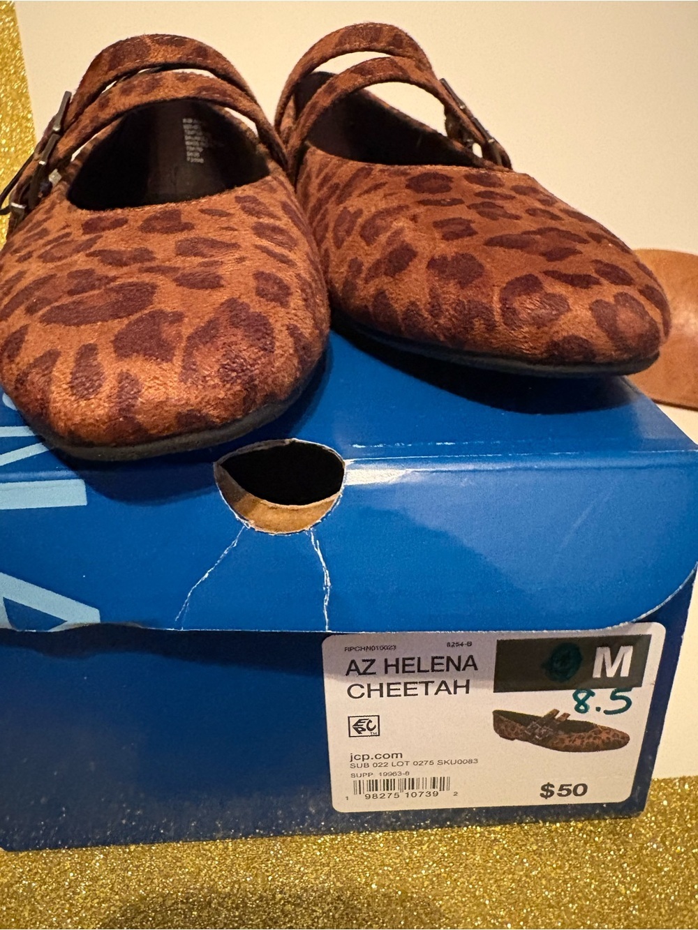 Arizona Jean Company Brown Cheetah Mary Jane Flats